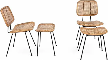 Pair of chairs with ottomans, 1960s