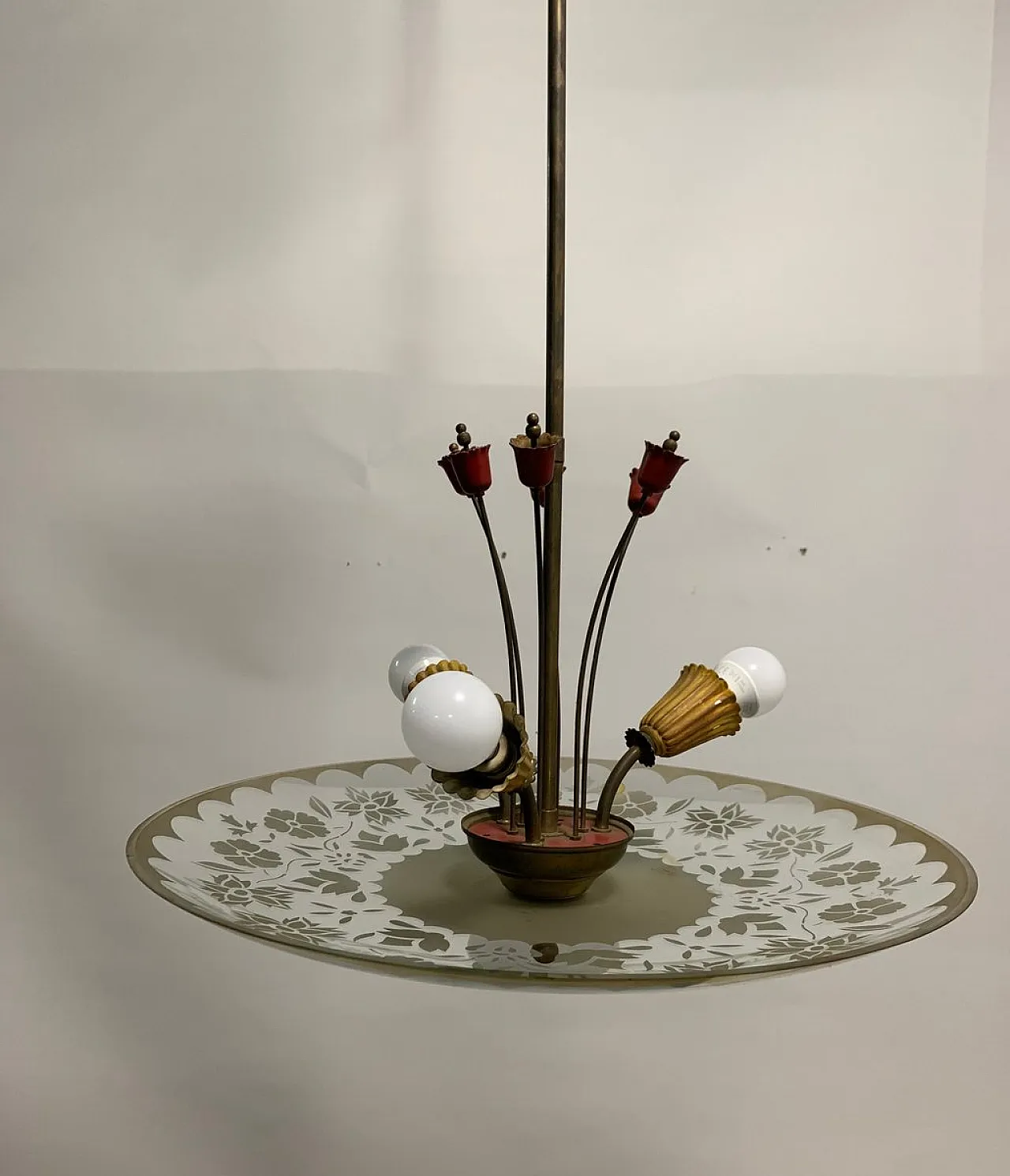 Lampada da soffitto in ottone, anni '50 2