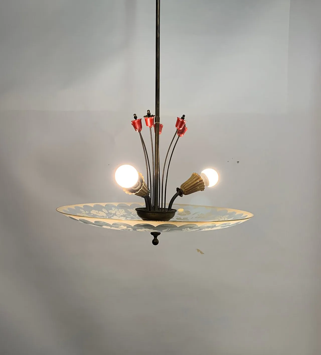 Lampada da soffitto in ottone, anni '50 7