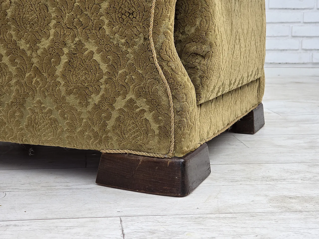 1950s, Danish relax chair, furniture velour, oak wood. 19