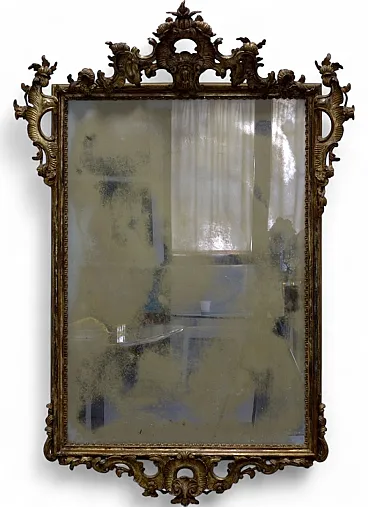 Louis XV giltwood mirror with mercury glass, 19th century