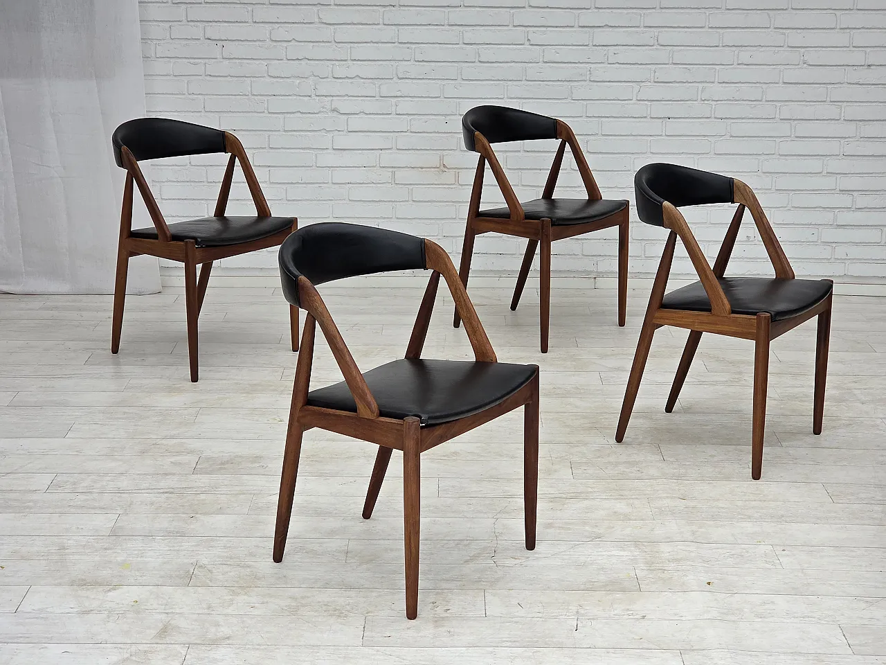 1960s, Danish design by Kai Kristensen, set of 4 armchairs, leather. 1