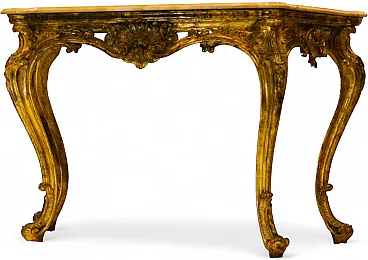 Louis XIV console in wood and Siena marble, 18th century