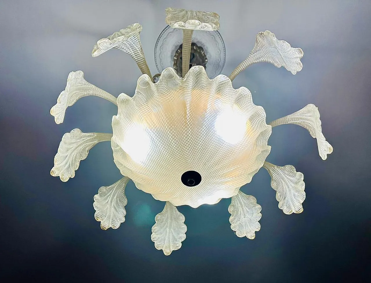 Lampadario Art Déco in vetro di Murano, anni '40 2
