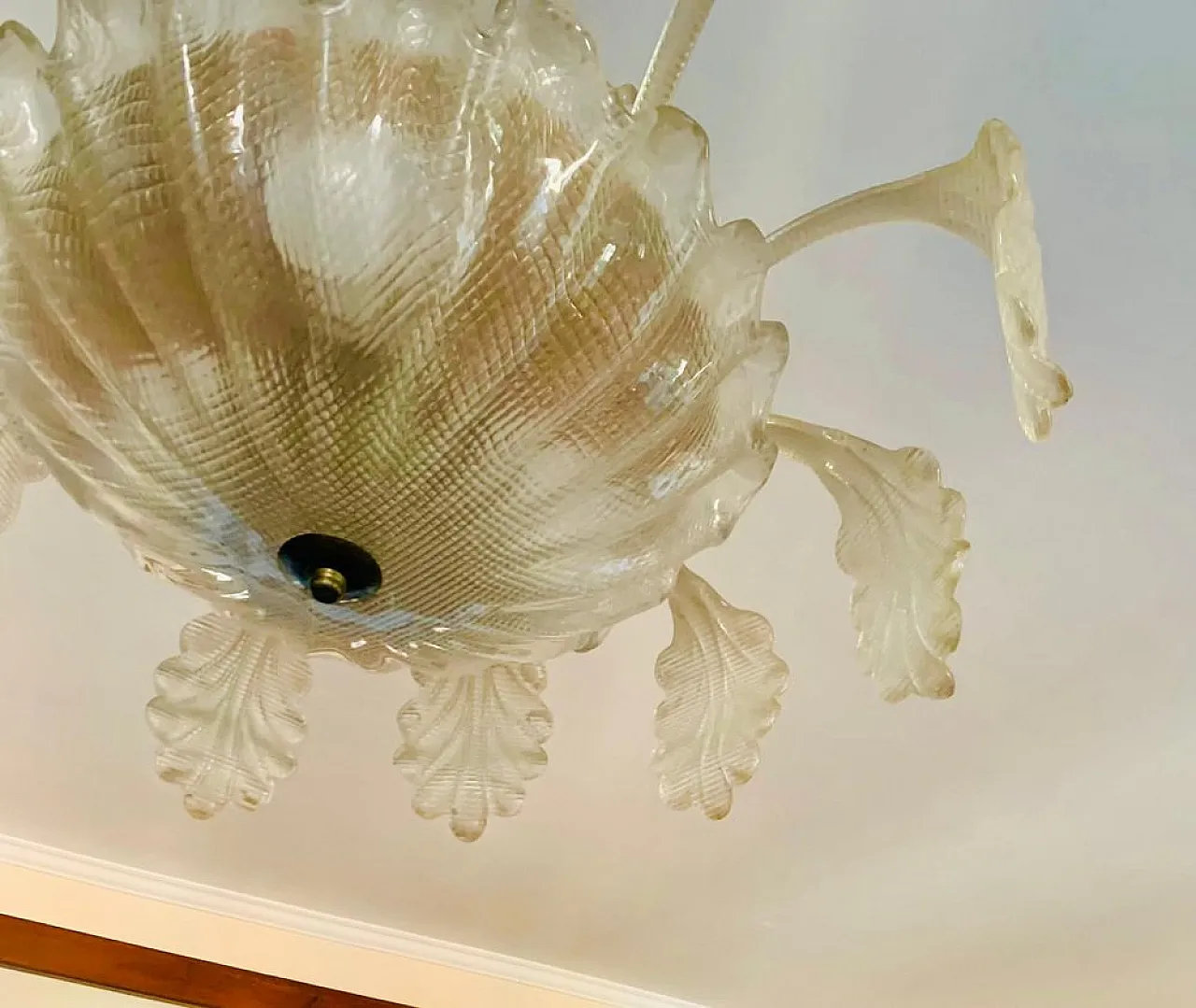 Lampadario Art Déco in vetro di Murano, anni '40 7