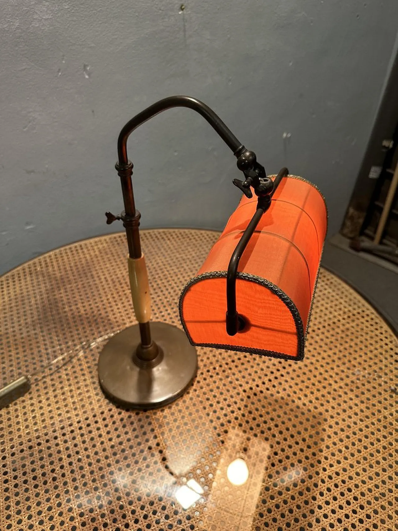 Brass ministerial lamp with Bakelite handle, 1930s 3