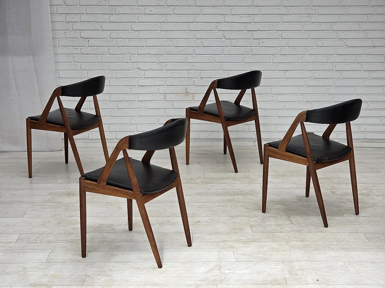 1960s, Danish design by Kai Kristensen, set of 4 armchairs, leather. 16