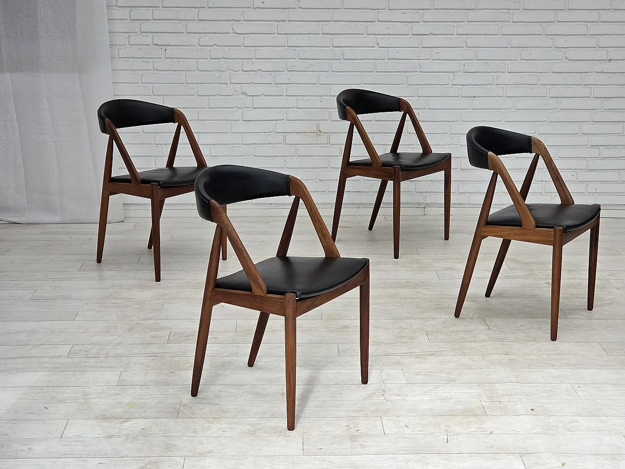 1960s, Danish design by Kai Kristensen, set of 4 armchairs, leather. 17