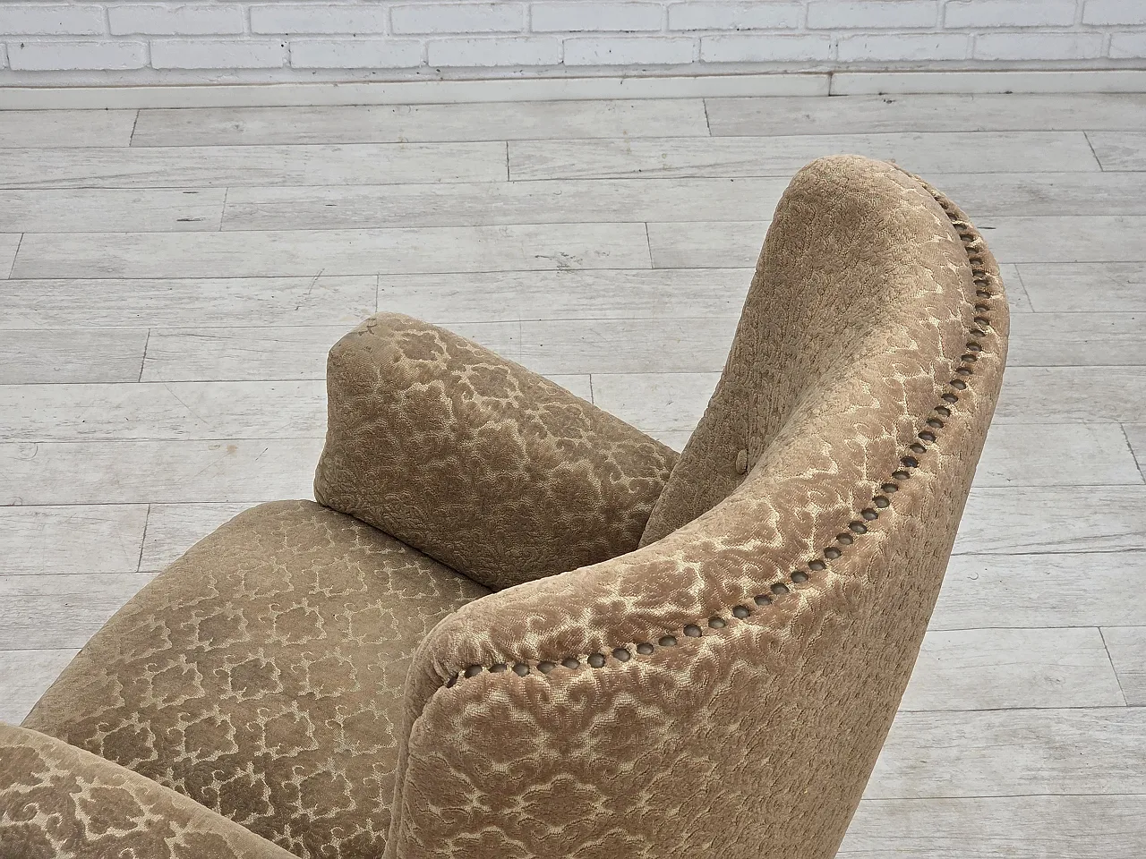 1960s, Danish armchair, furniture velour, beech wood. 7