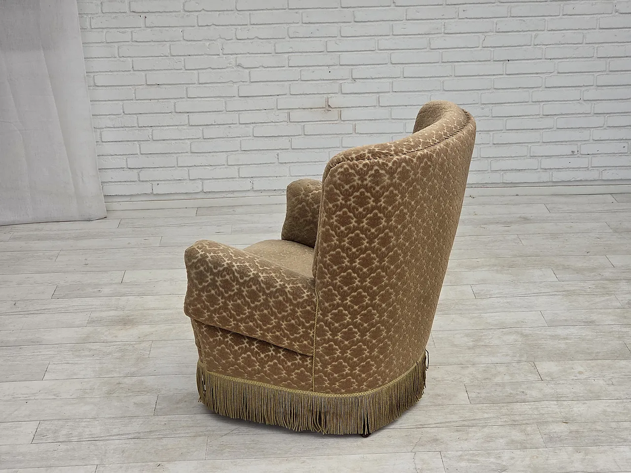 1960s, Danish armchair, furniture velour, beech wood. 8