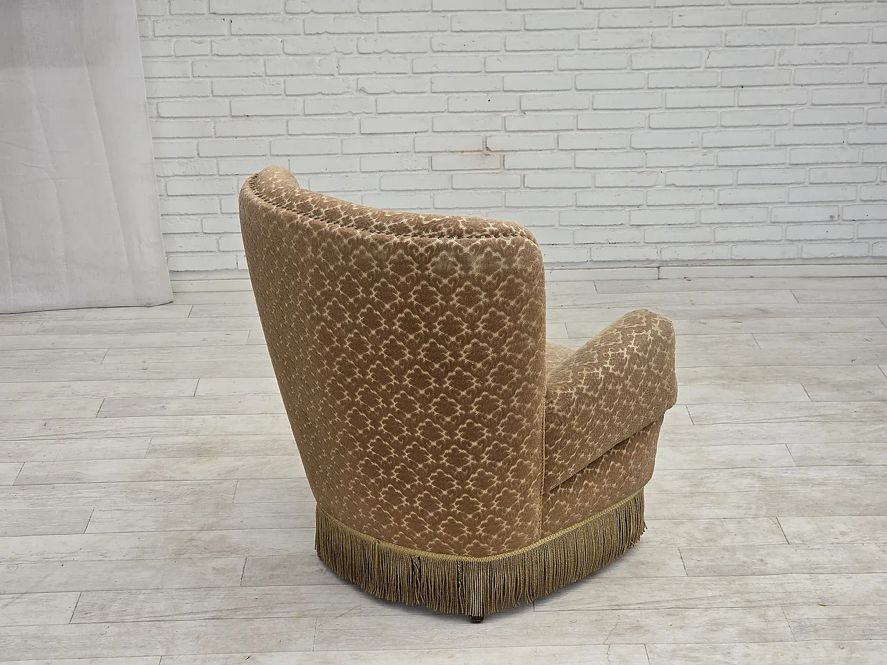 1960s, Danish armchair, furniture velour, beech wood. 10