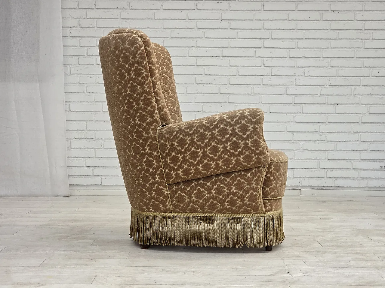 1960s, Danish armchair, furniture velour, beech wood. 12