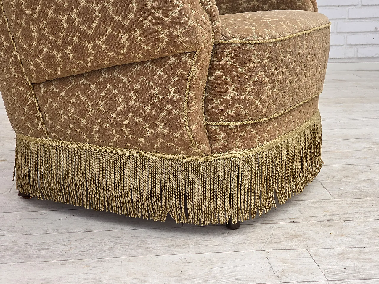 1960s, Danish armchair, furniture velour, beech wood. 16