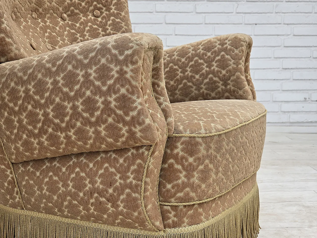 1960s, Danish armchair, furniture velour, beech wood. 17