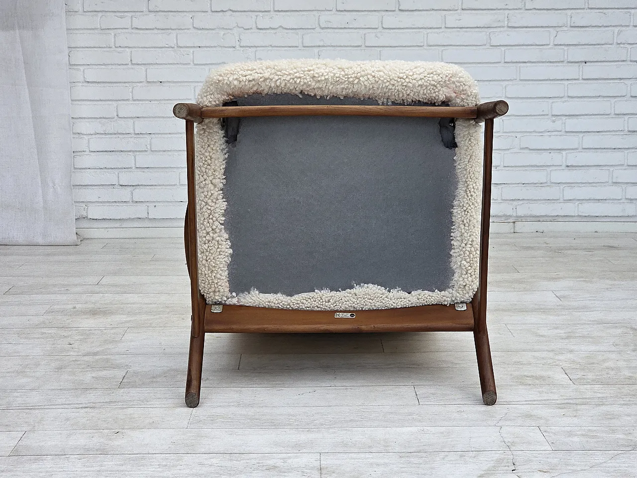 1960s, Danish design by Alf Svensson, genuine sheepskin, reupholstered 3