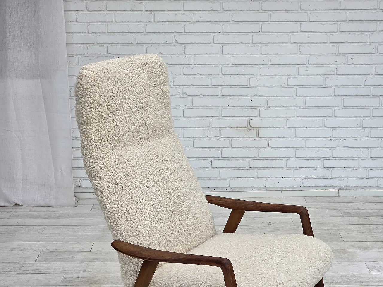 1960s, Danish design by Alf Svensson, genuine sheepskin, reupholstered 5