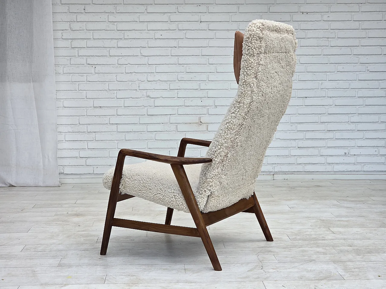 1960s, Danish design by Alf Svensson, genuine sheepskin, reupholstered 10