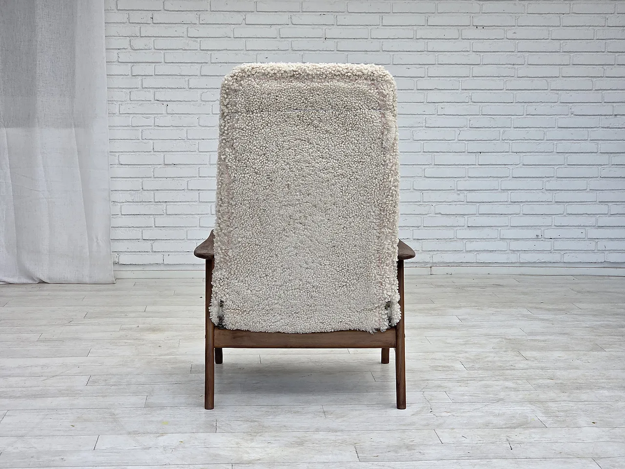 1960s, Danish design by Alf Svensson, genuine sheepskin, reupholstered 11