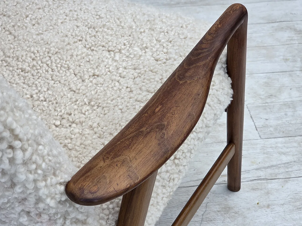 1960s, Danish design by Alf Svensson, genuine sheepskin, reupholstered 12