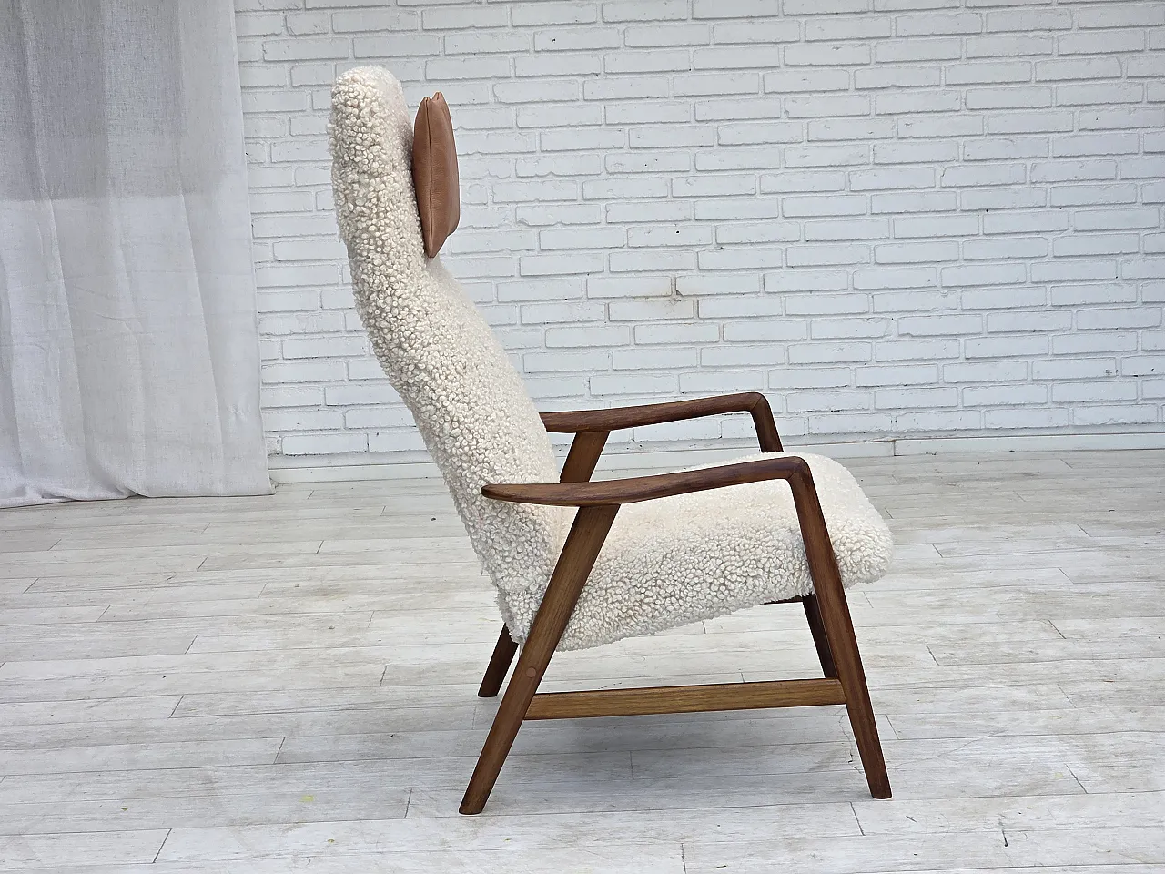 1960s, Danish design by Alf Svensson, genuine sheepskin, reupholstered 15