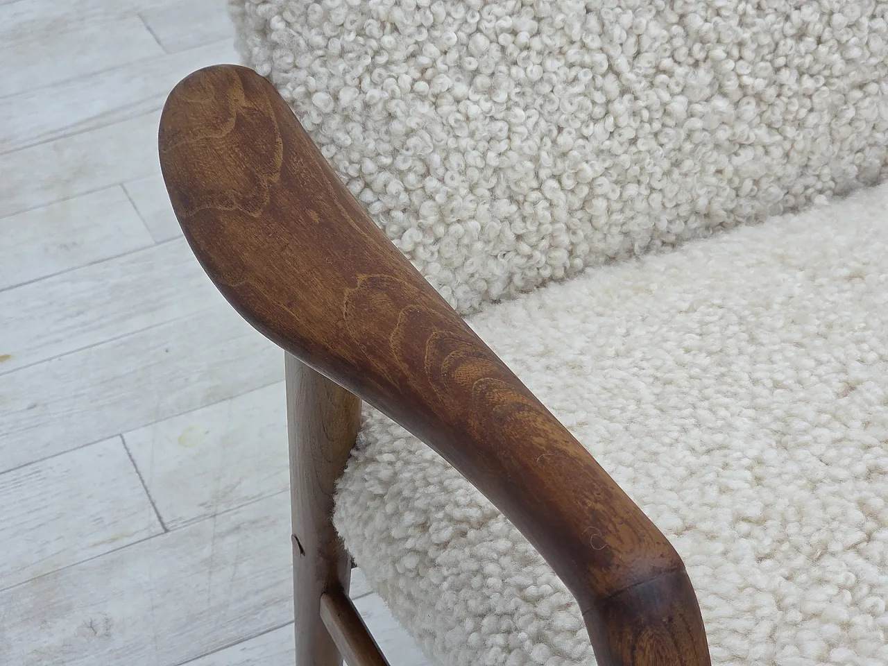 1960s, Danish design by Alf Svensson, genuine sheepskin, reupholstered 16