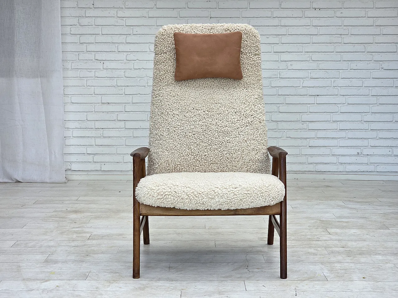 1960s, Danish design by Alf Svensson, genuine sheepskin, reupholstered 17