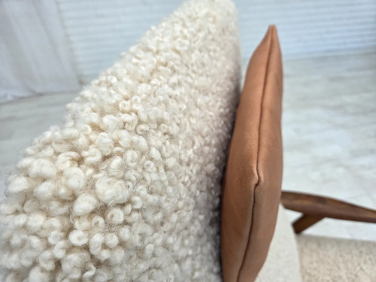 1960s, Danish design by Alf Svensson, genuine sheepskin, reupholstered 19
