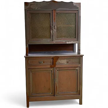 Wooden display cabinet buffet with glass doors, 1950s