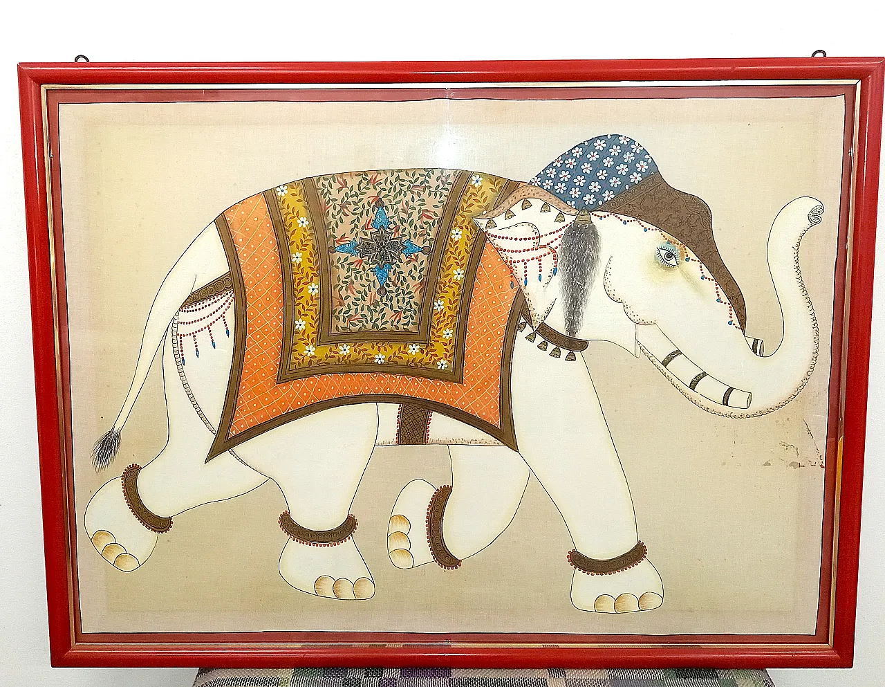Pair of Silk Paintings – Indian Ceremonial Elephant and Horse 2