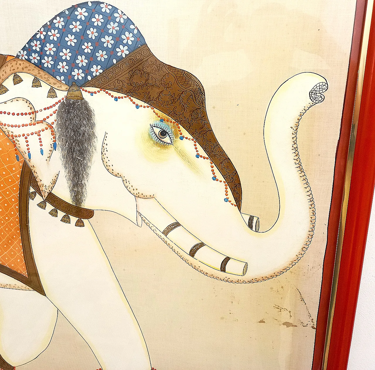 Pair of Silk Paintings – Indian Ceremonial Elephant and Horse 3