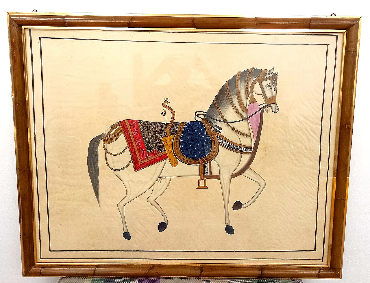 Pair of Silk Paintings – Indian Ceremonial Elephant and Horse 6