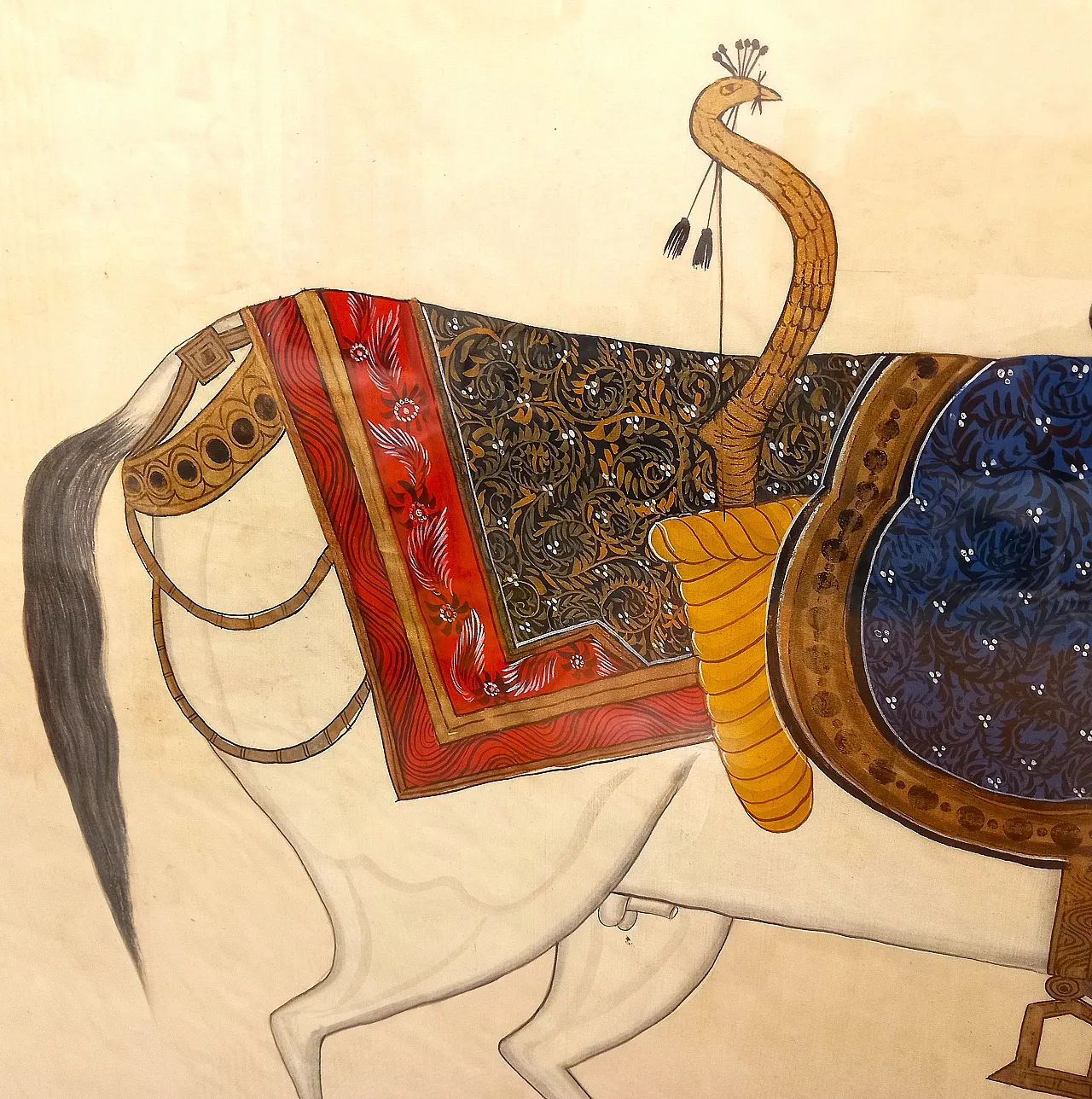 Pair of Silk Paintings – Indian Ceremonial Elephant and Horse 8