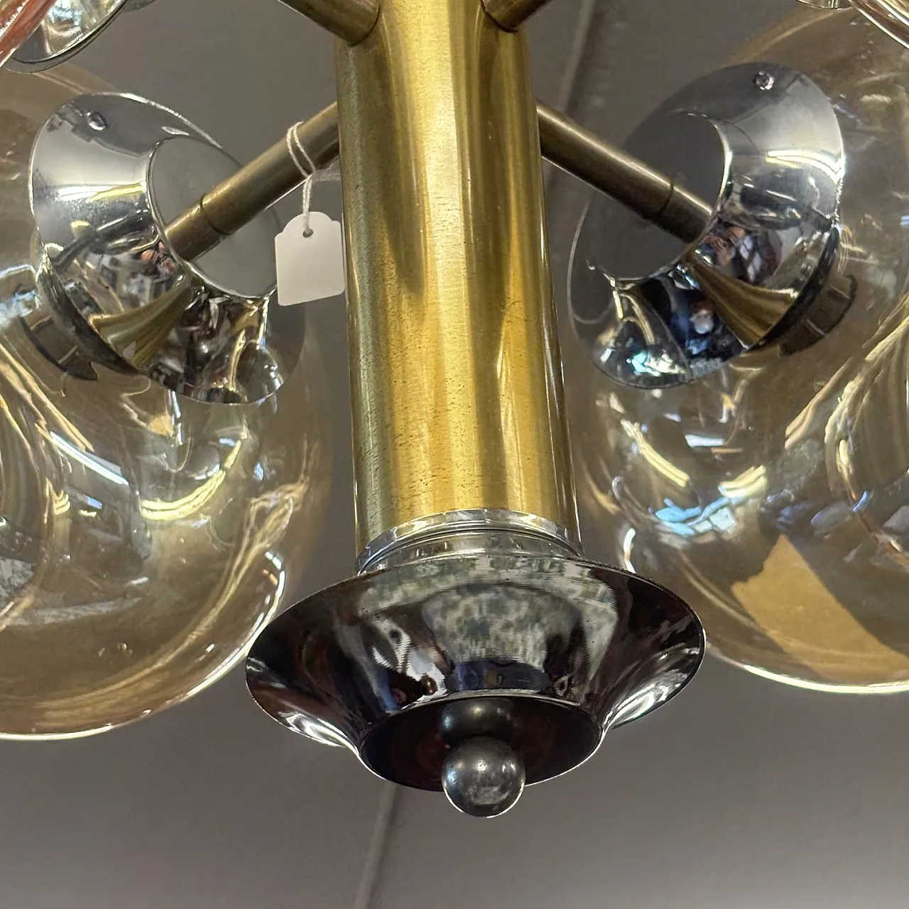 4-light chandelier with gold smoked glass spheres, 1970s 5