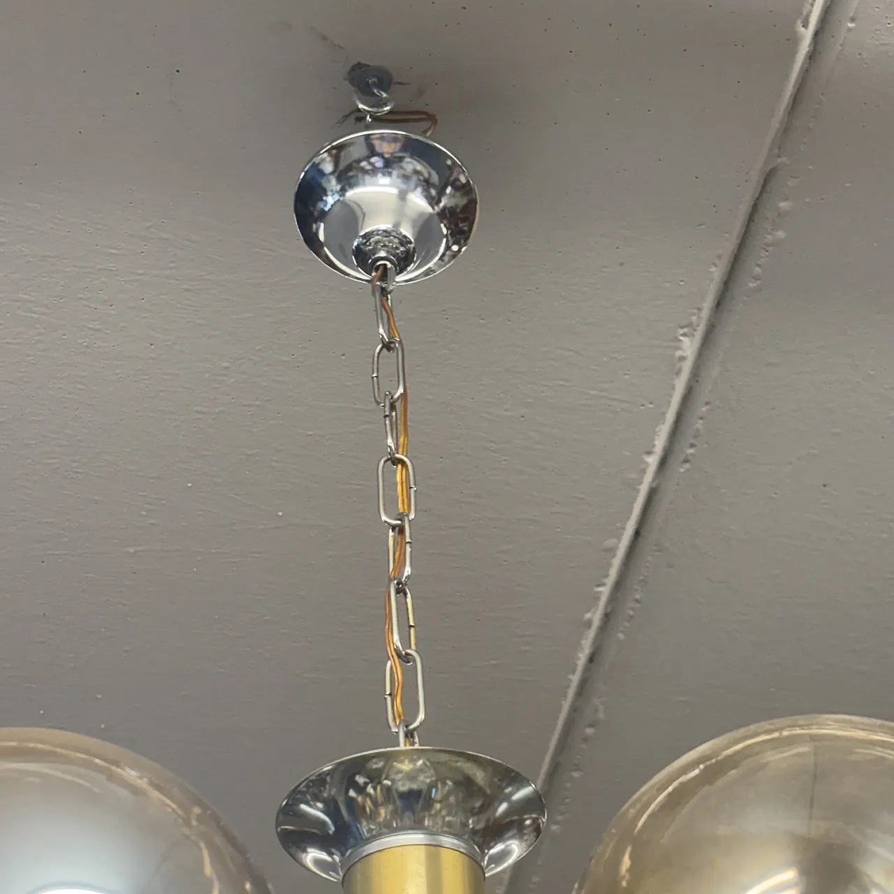 4-light chandelier with gold smoked glass spheres, 1970s 6