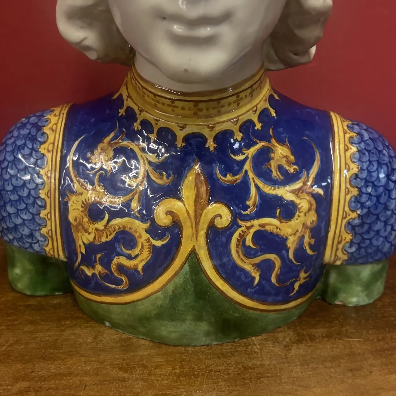 Majolica bust by Angelo Minghetti manufacture Bologna, 19th century 3