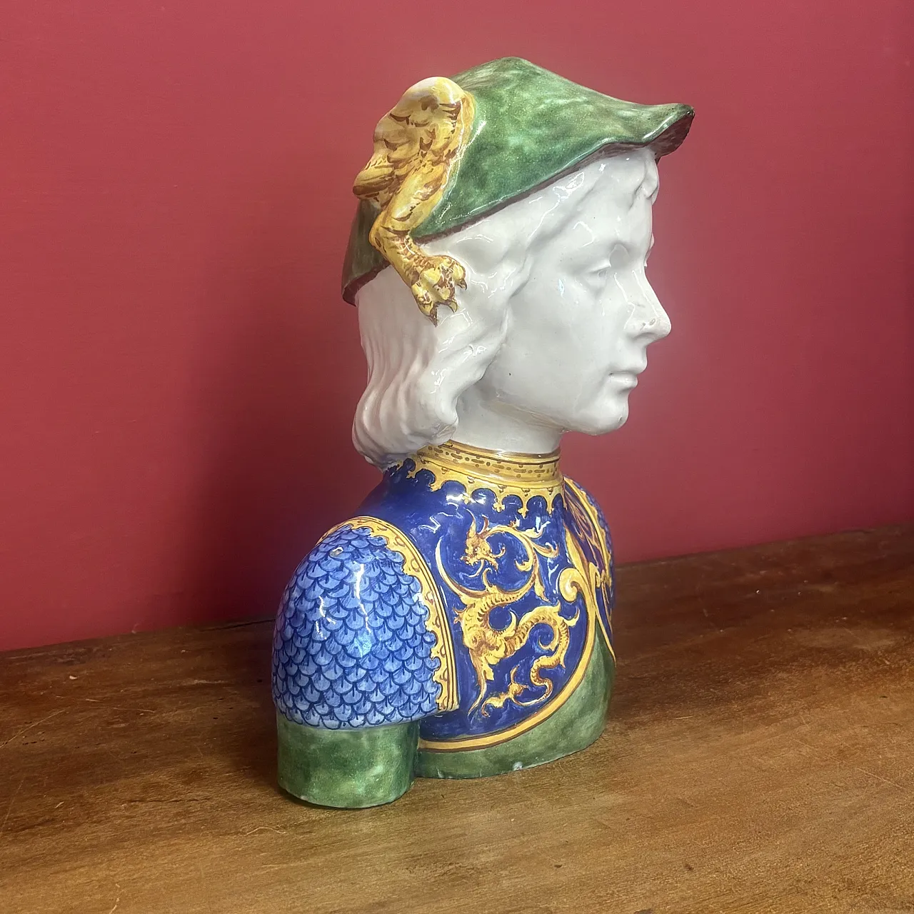 Majolica bust by Angelo Minghetti manufacture Bologna, 19th century 4