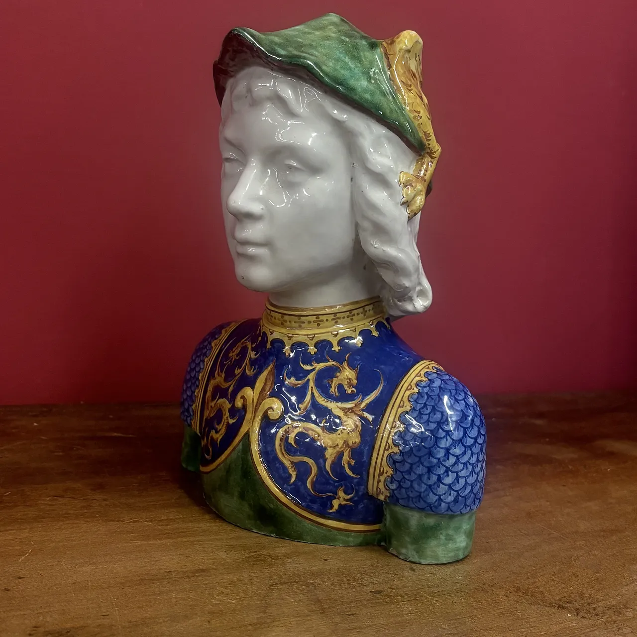 Majolica bust by Angelo Minghetti manufacture Bologna, 19th century 9
