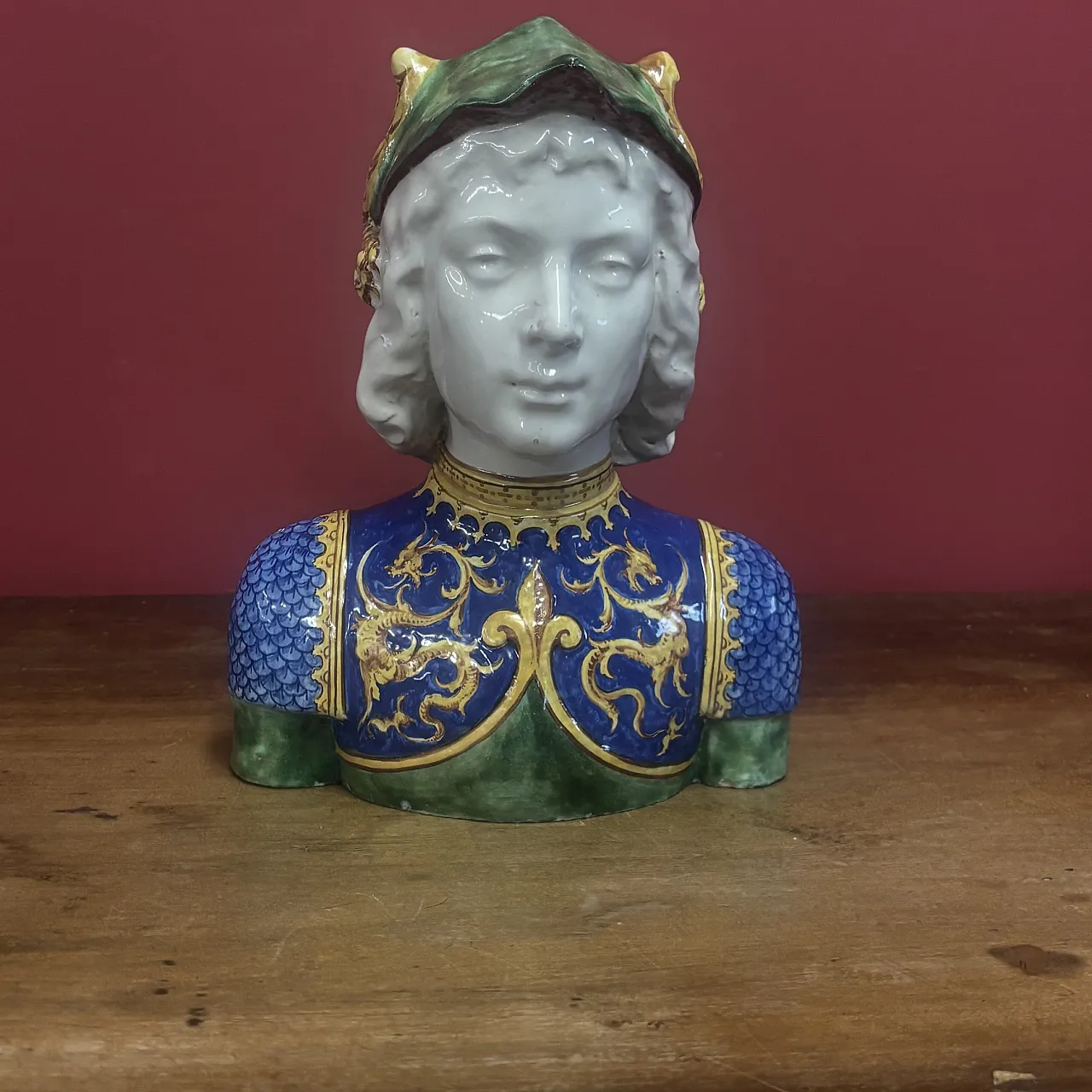 Majolica bust by Angelo Minghetti manufacture Bologna, 19th century 12