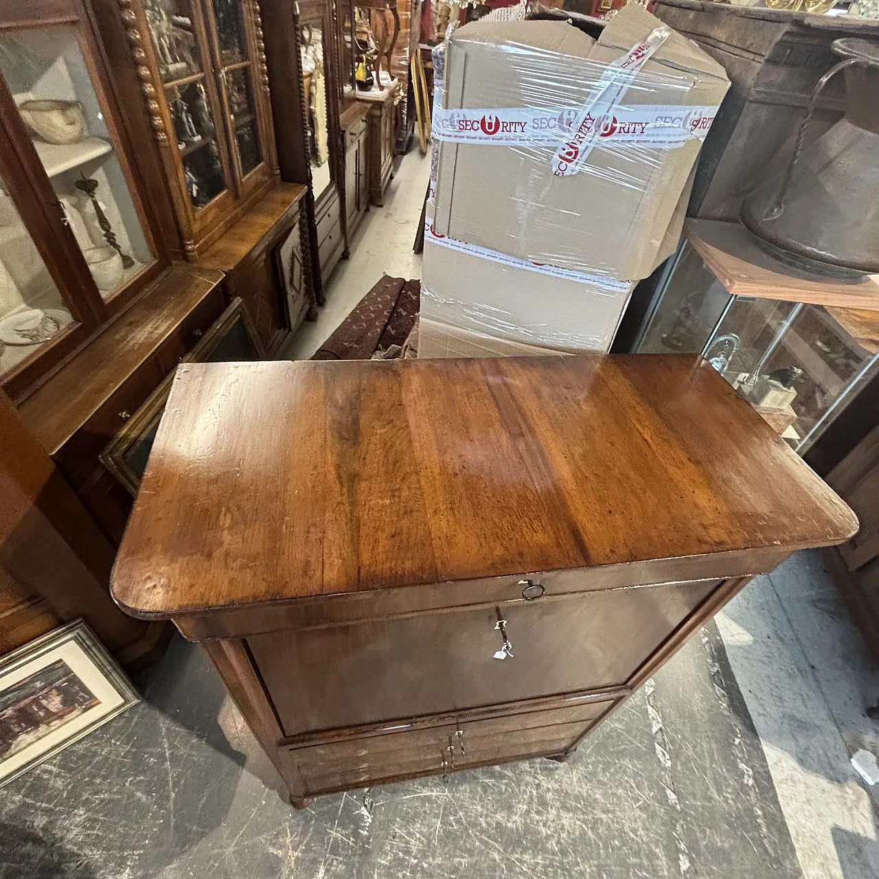 Folding secretaire Charles X Emilia walnut and cherry, 1830 17