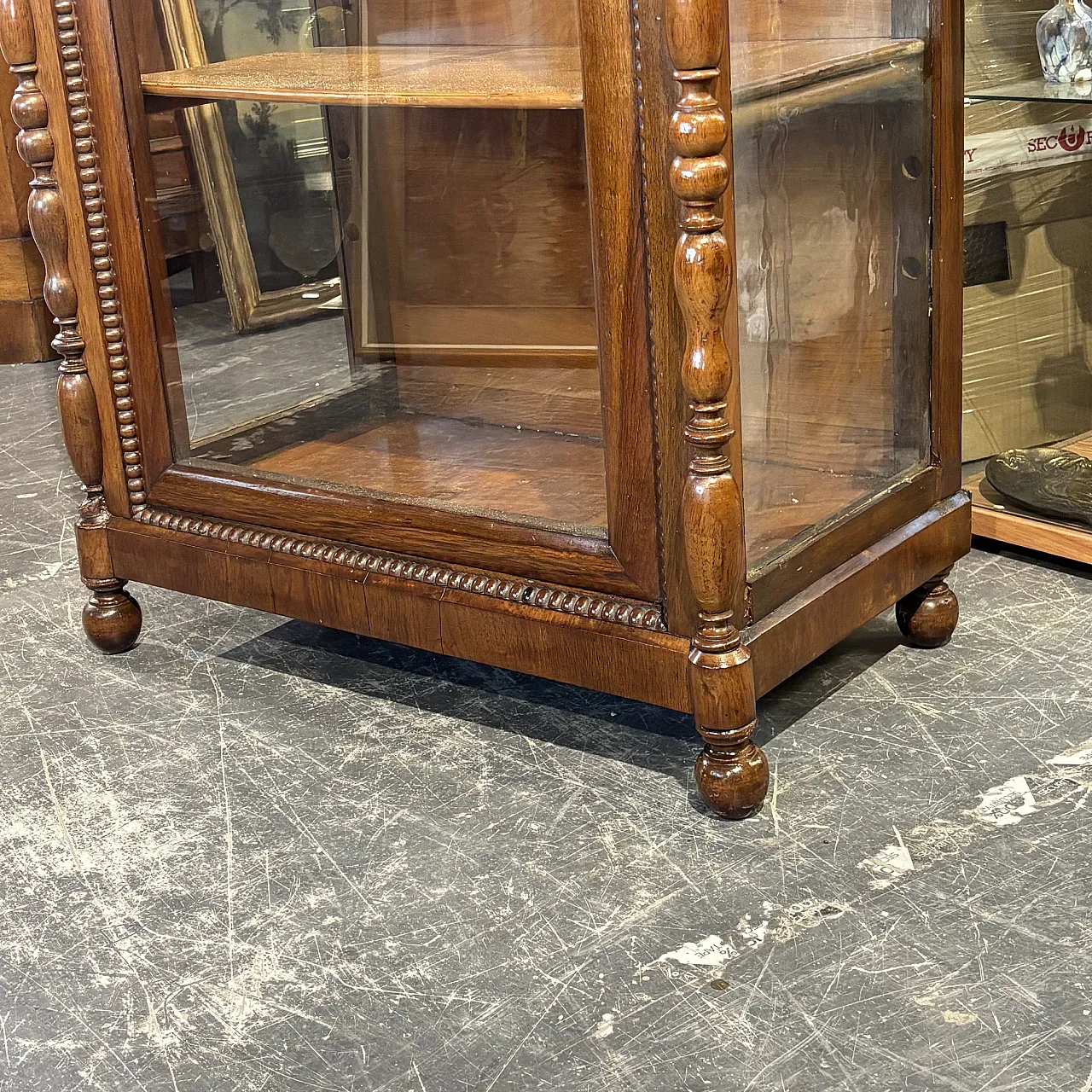 Display cabinet Charles X bookcase in solid walnut restored, 1820 4