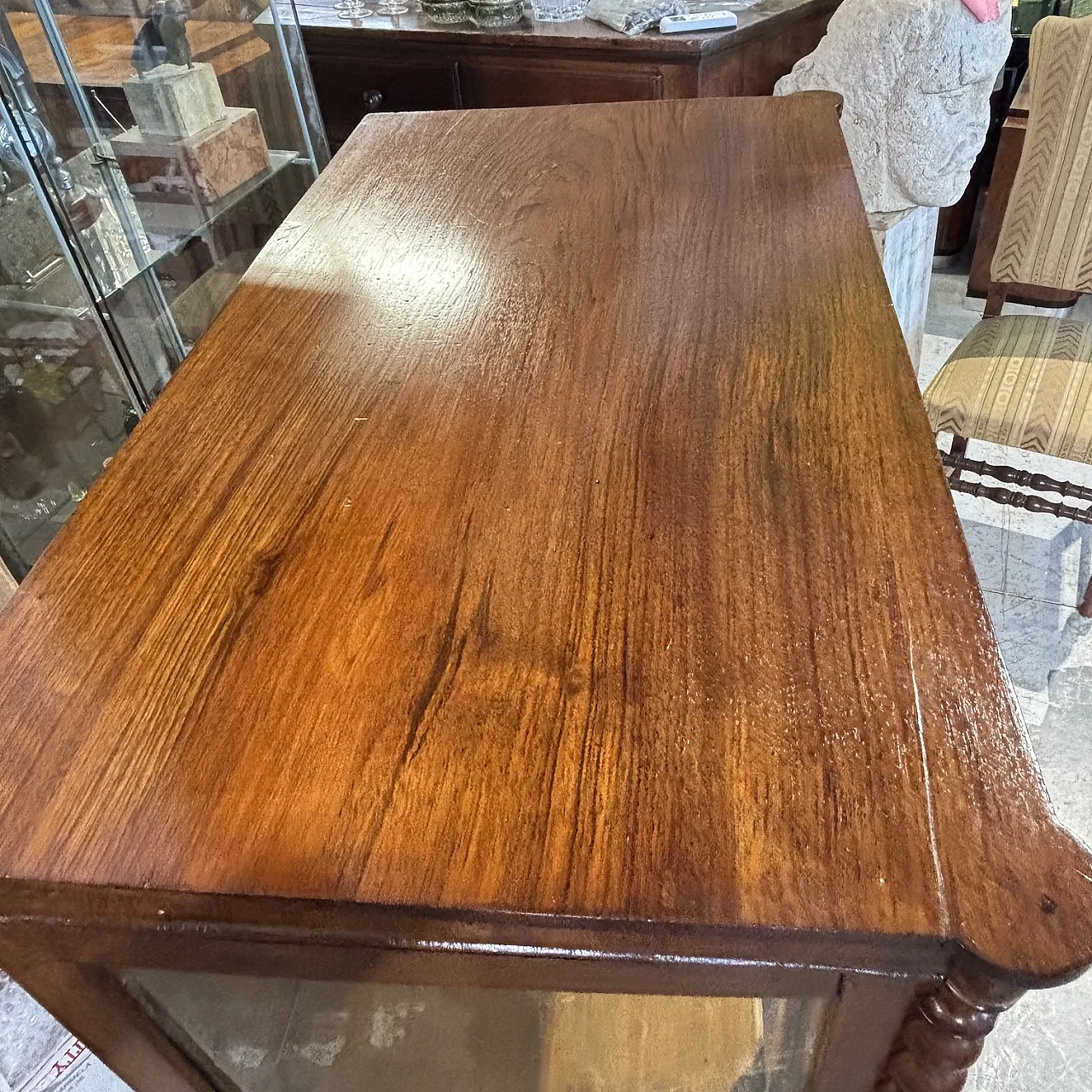 Display cabinet Charles X bookcase in solid walnut restored, 1820 11