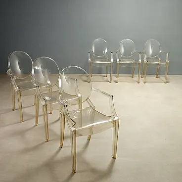 6 Louis Ghost chairs by Philippe Starck for Kartell, 2000s