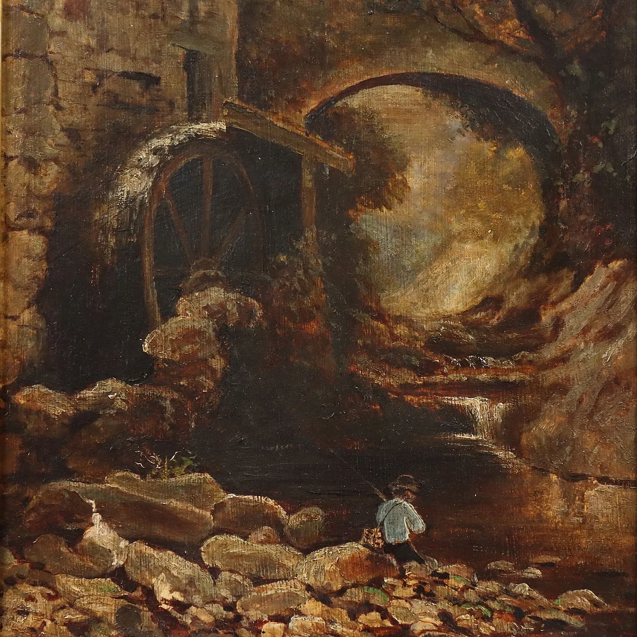 Rowen, View of a Landscape, oil on panel, 19th century 3