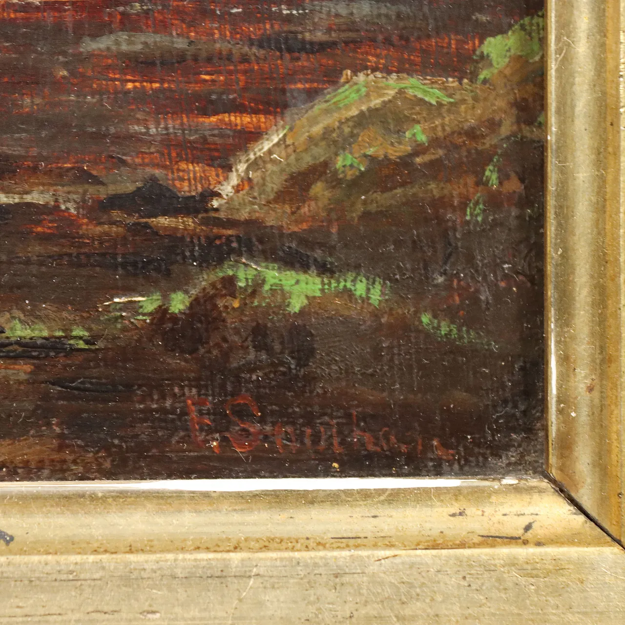 Rowen, View of a Landscape, oil on panel, 19th century 7