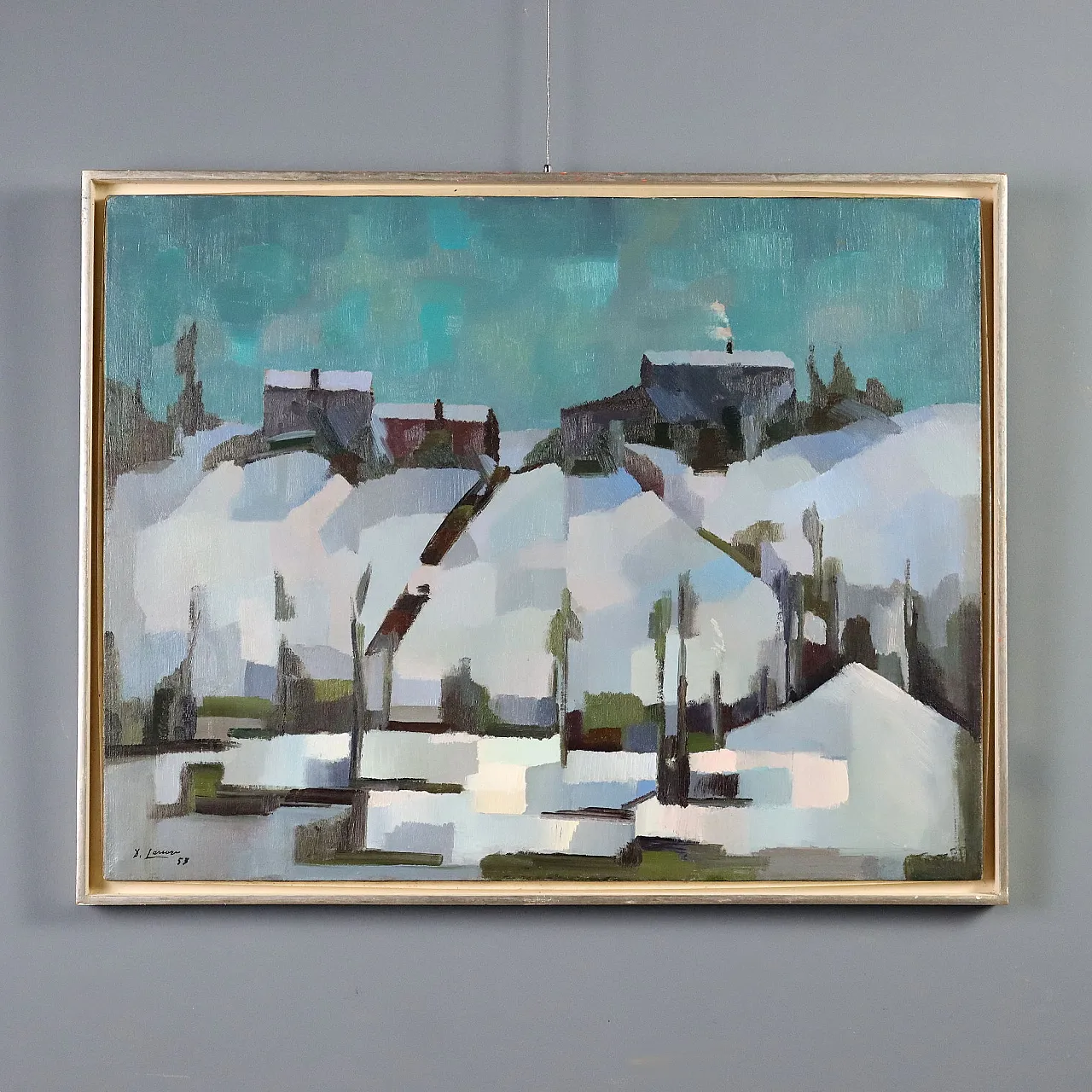 Painting by Dino Lanaro, oil on canvas, 20th century 1