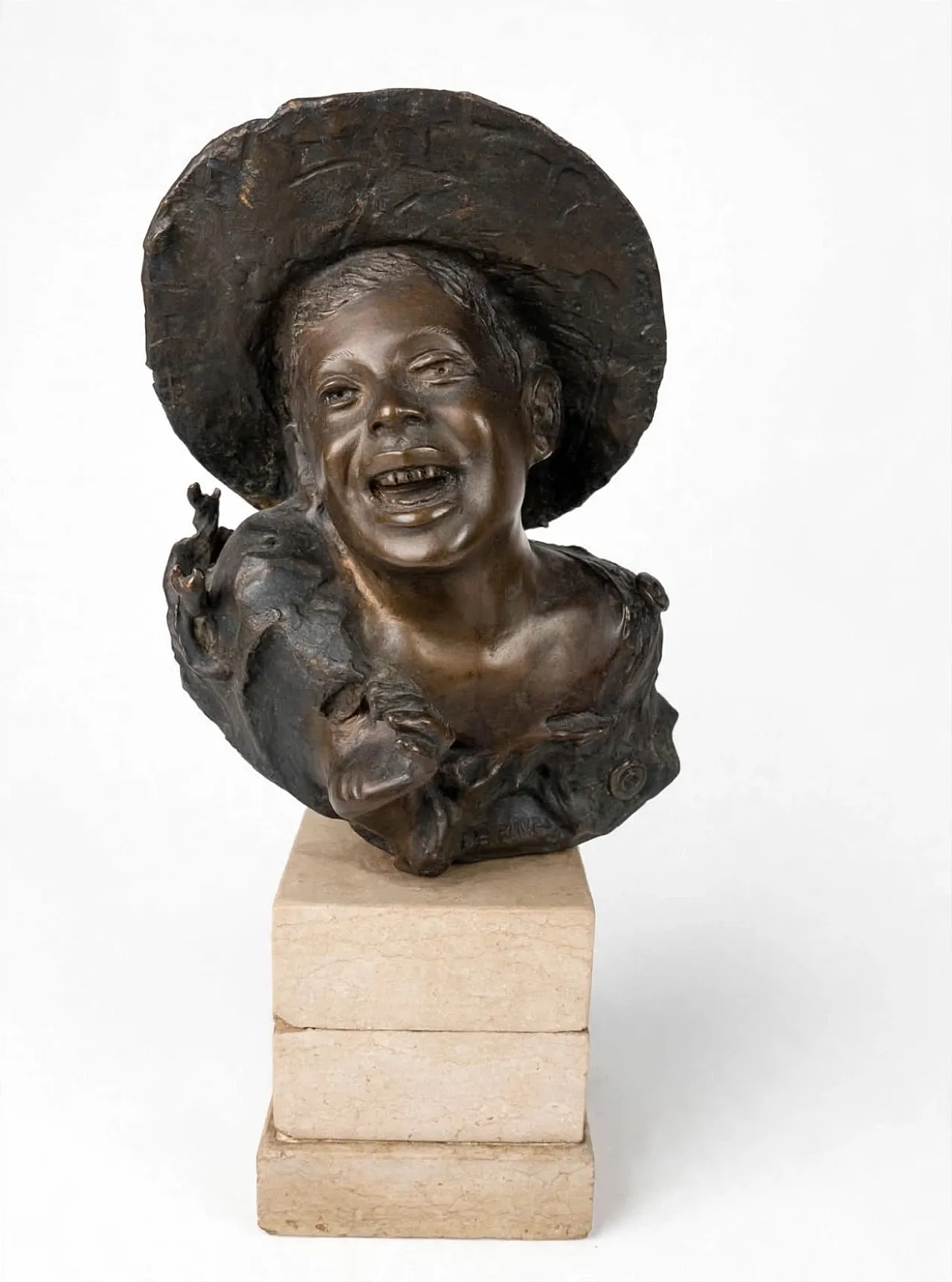 Nendo Design, Neapolitan street urchin bust, bronze and marble, 1940s 1