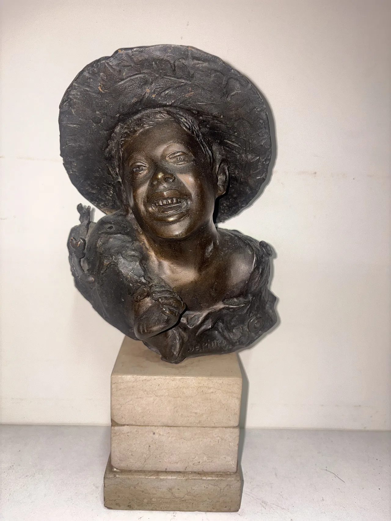 Nendo Design, Neapolitan street urchin bust, bronze and marble, 1940s 3