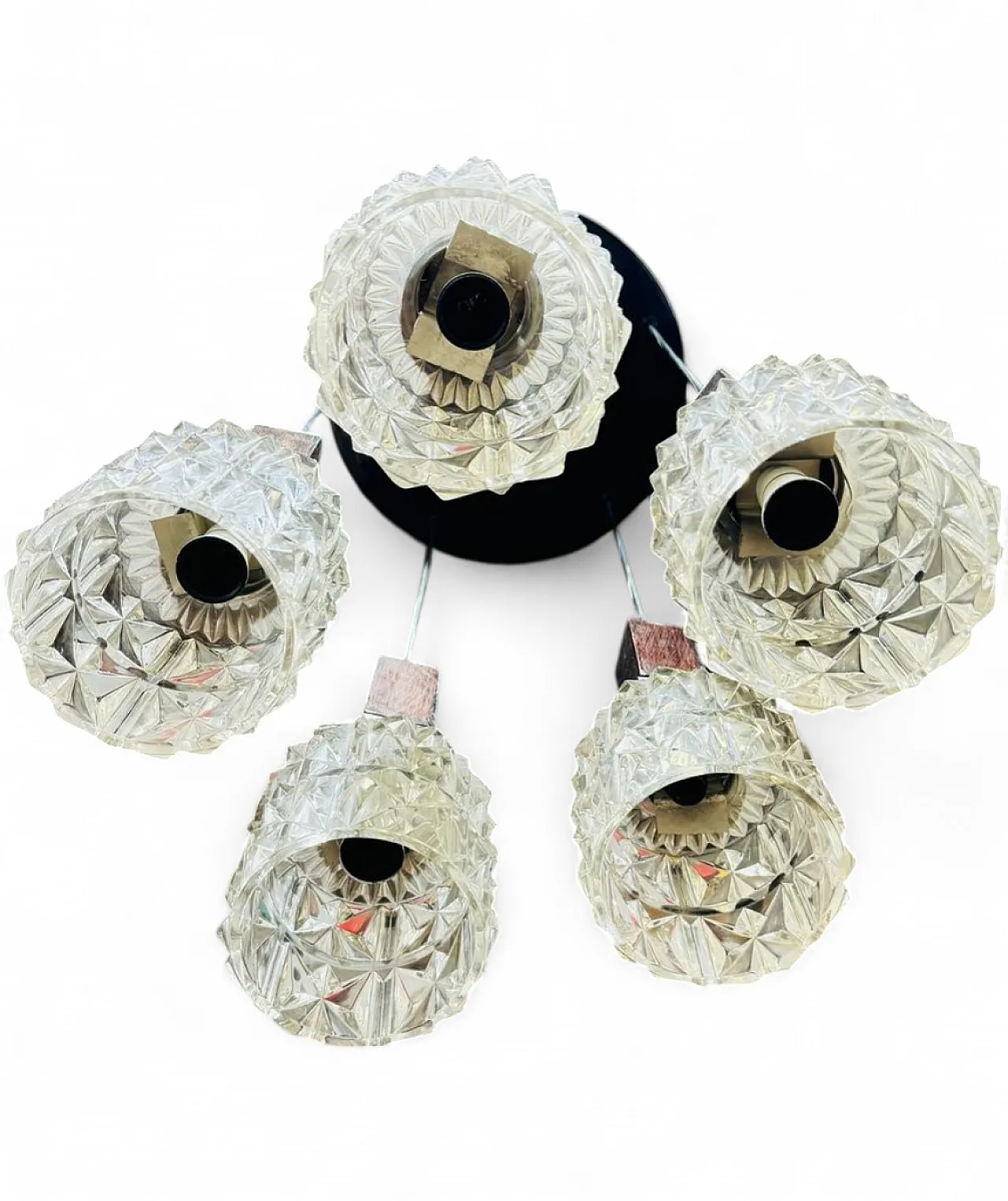 Lampadario danese in metallo cromato 6