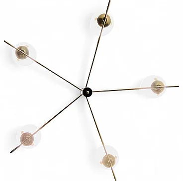 Lampadario con sfere opaline bianche, anni '60