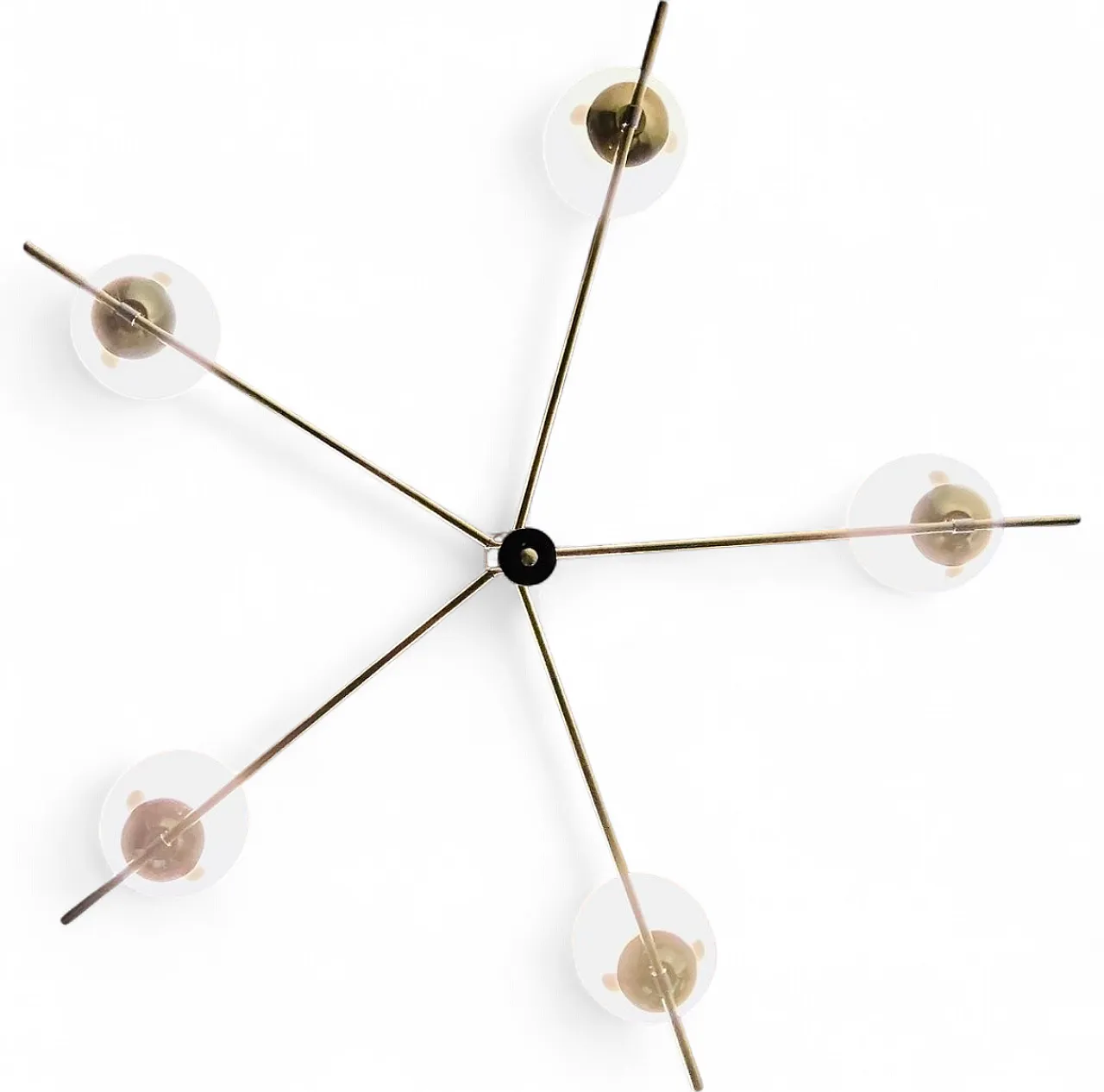 Lampadario con sfere opaline bianche, anni '60 13